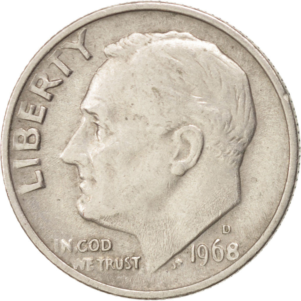 Monnaie, États-Unis, Roosevelt Dime, Dime, 1968, U.S. Mint, Denver, TTB