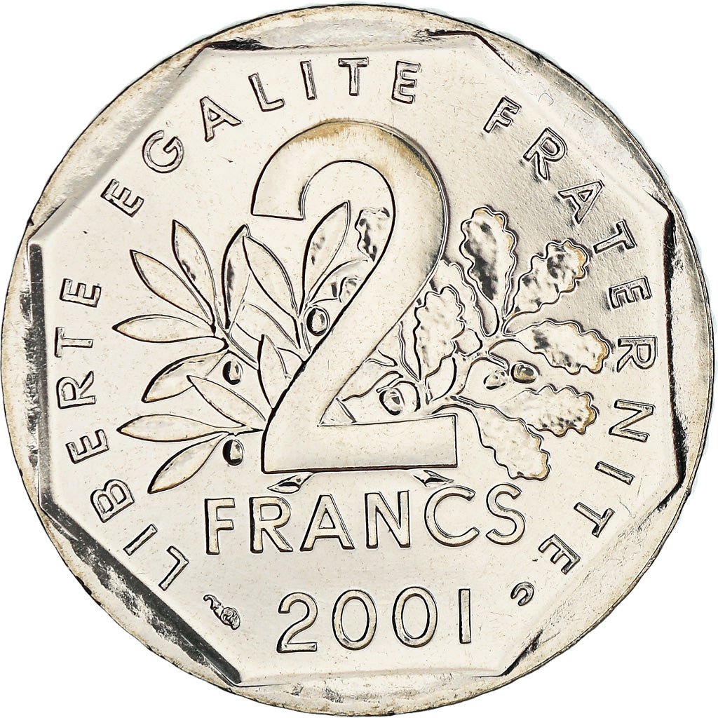 Munten, Frankrijk, Semeuse, 2 Francs, 2001, Paris, BU, FDC, Nickel, KM:942.1