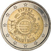 España, 2 Euro, 10 years euro, 2012, Madrid, SC, Bimetálico, KM:1252
