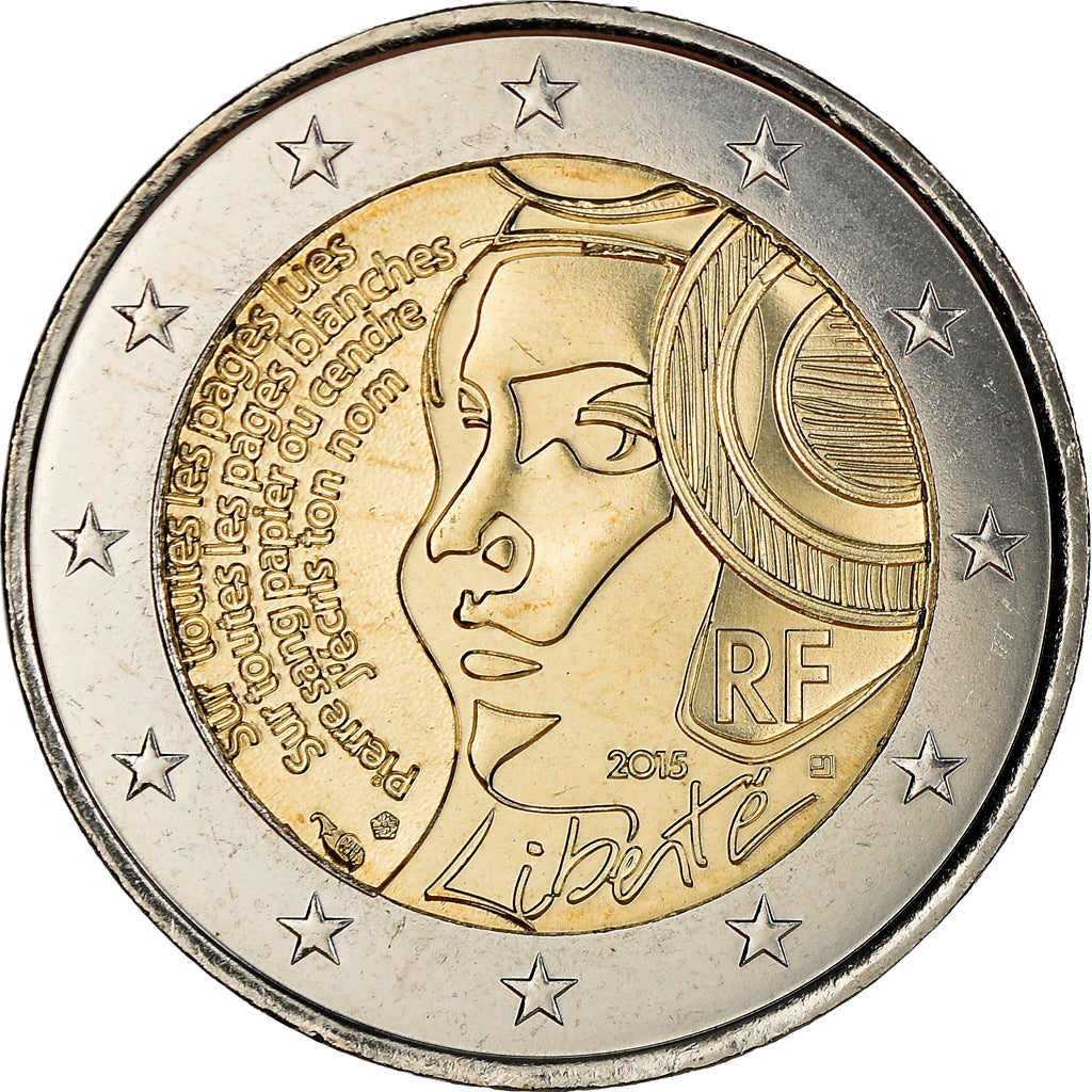 France, 2 Euro, 2015, Paris, SPL, Bimetallic, KM:New