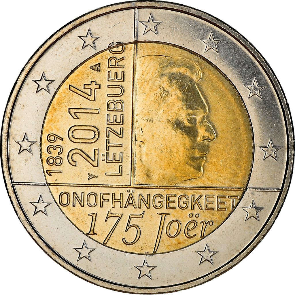 Luxemburgo, 2 Euro, 175 Joer, 2014, Utrecht, MS(63), Bimetálico, KM:New