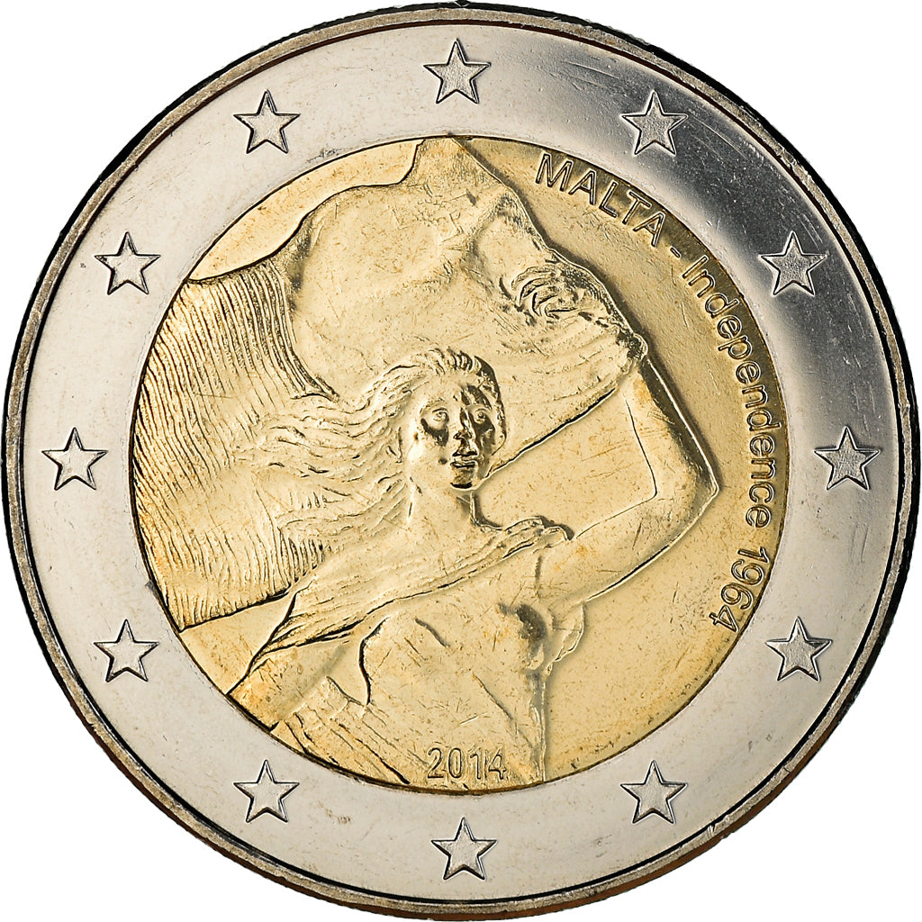 Malte, 2 Euro, 50 ans de l'indépendance, 2014, SPL, Bimétallique