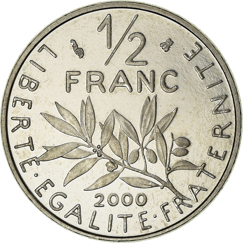 Coin, France, Semeuse, 1/2 Franc, 2000, Paris, Proof / BE, MS(65-70), Nickel