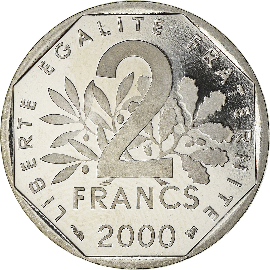 Coin, France, Semeuse, 2 Francs, 2000, Paris, Proof / BE, MS(65-70), Nickel