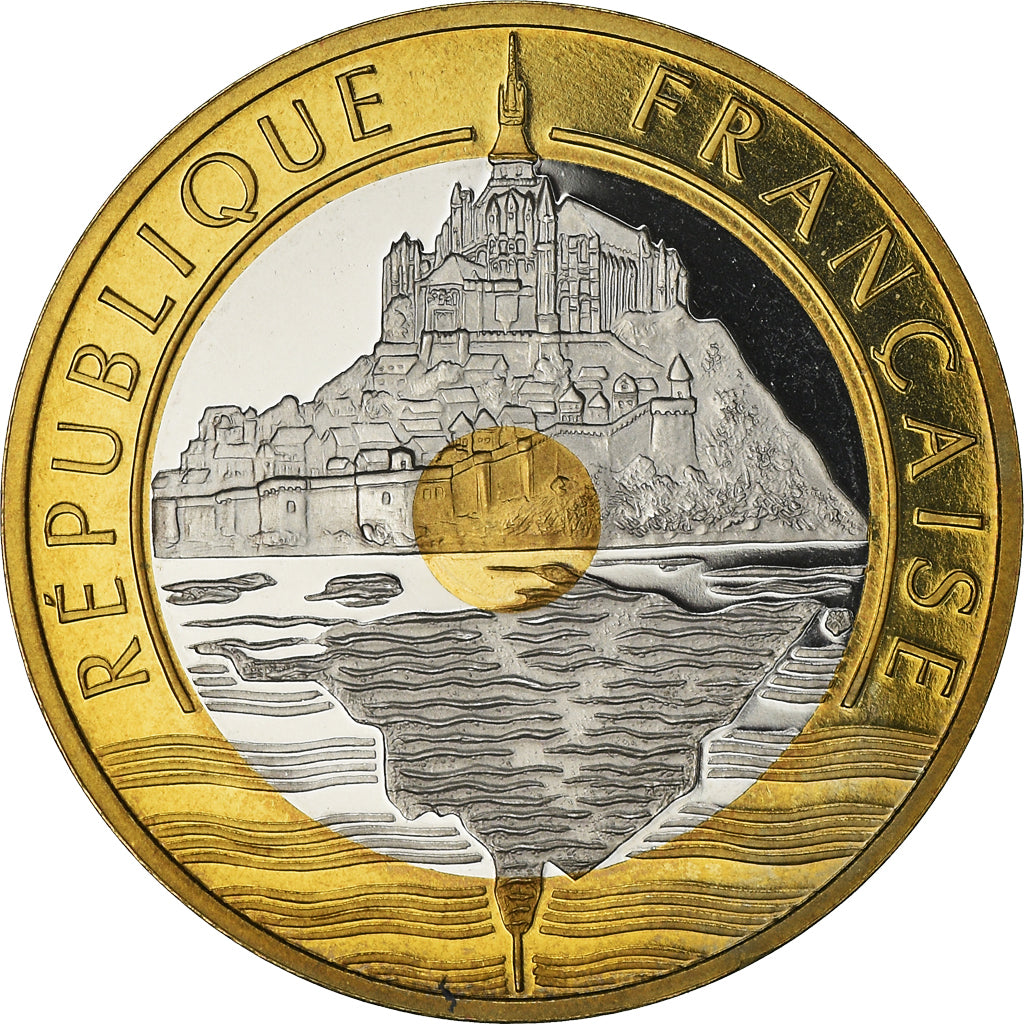 Coin, France, Mont Saint Michel, 20 Francs, 2000, Paris, Proof / BE, MS(65-70)