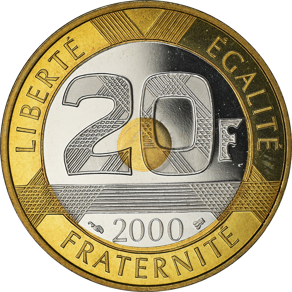 Coin, France, Mont Saint Michel, 20 Francs, 2000, Paris, Proof / BE, MS(65-70)
