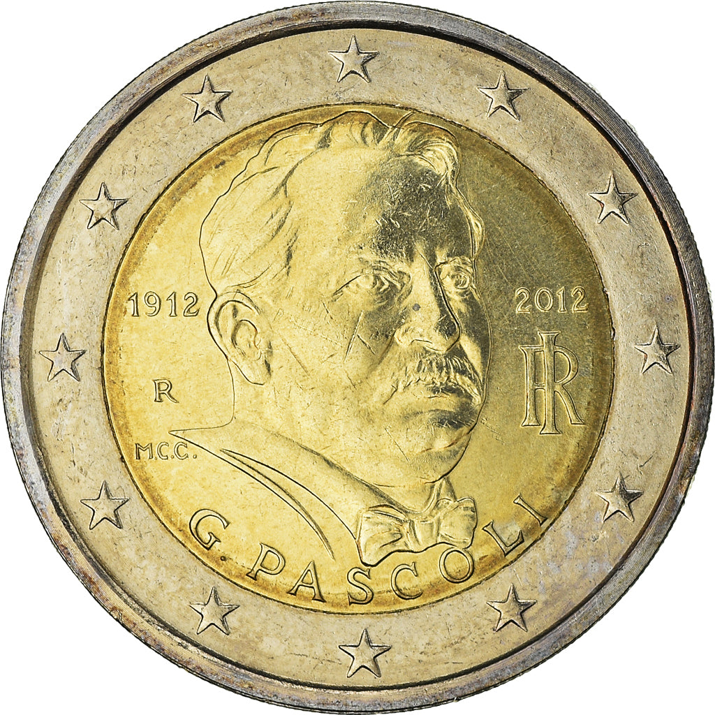 Italia, 2 Euro, Giovanni Pascoli, 2012, Rome, SPL, Bi-metallico, KM:355