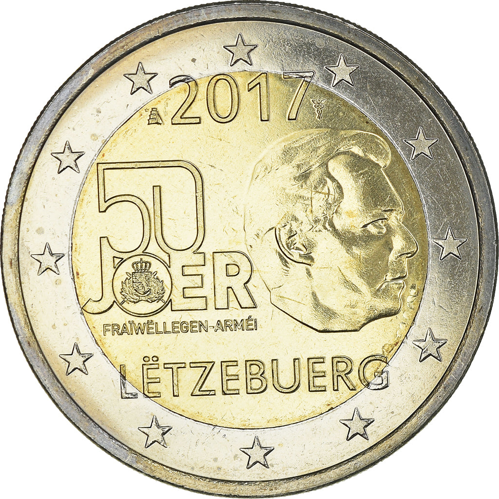 Luxemburgo, 2 Euro, 50ème anniversaire du service militaire volontaire, 2017