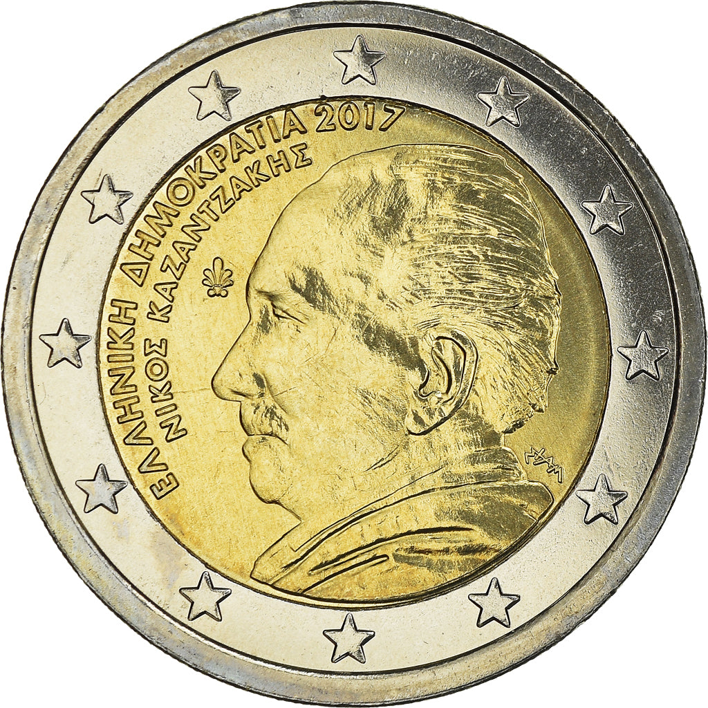 Grèce, 2 Euro, Nikos Kazantzakis, 2017, Athènes, SPL, Bi-Metallic, KM:New