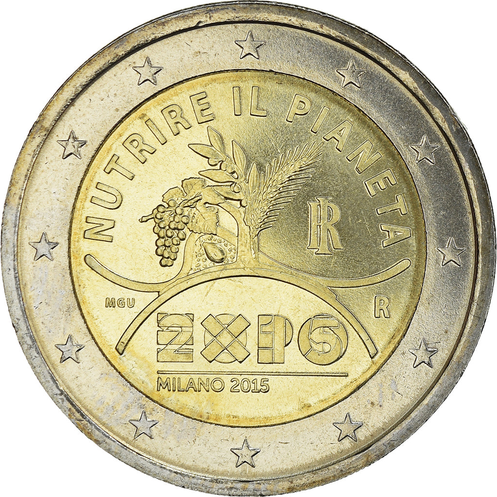Włochy, 2 Euro, EXPO MILANO 2015, 2015, MS(64), Bimetaliczny, KM:New