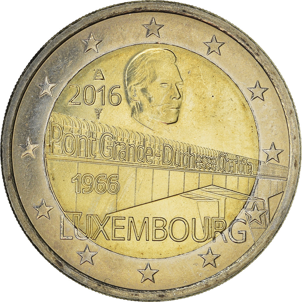 Luxemburg, 2 Euro, Pont Grande Duchesse Charlotte, 2016, UNZ, Bi-Metallic