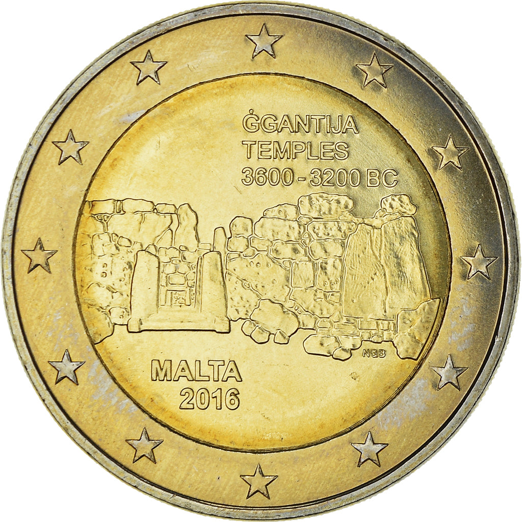Malte, 2 Euro, Les temples de Ggantija, 2016, Paris, SPL, Bi-Metallic