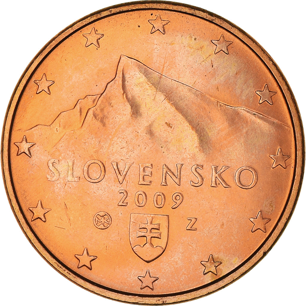 Słowacja, 5 Euro Cent, 2009, Kremnica, MS(60-62), Miedź platerowana stalą