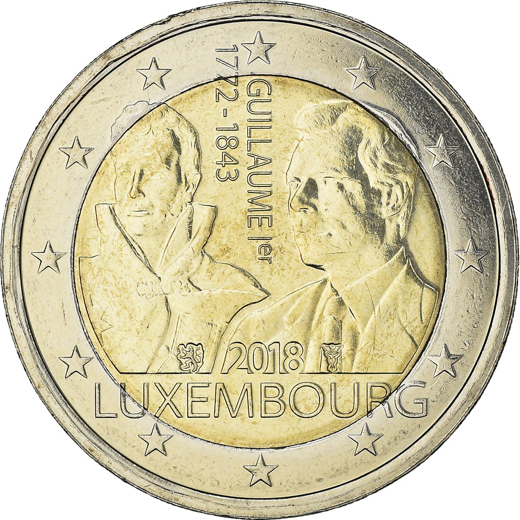 Luxemburg, 2 Euro, 175e anniversaire de la mort du grand-duc Guillaume Ier