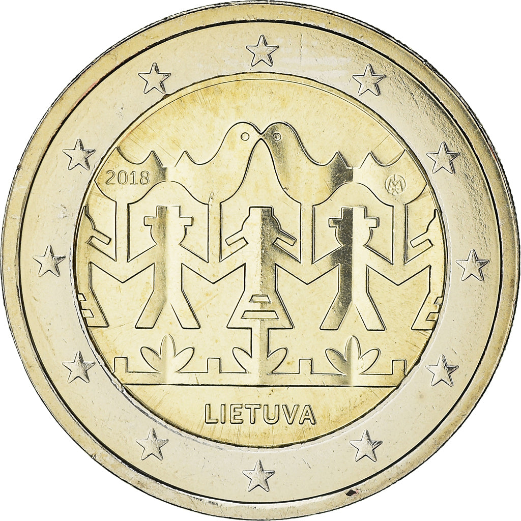 Lithuania, 2 Euro, Célébrations des chants et danses, 2018, MS(63)