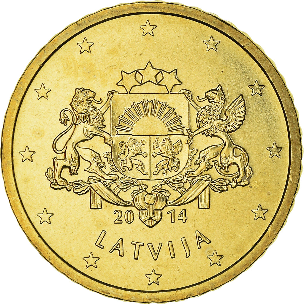 Letland, 50 Euro Cent, 2014, Stuttgart, UNC-, Tin, KM:155