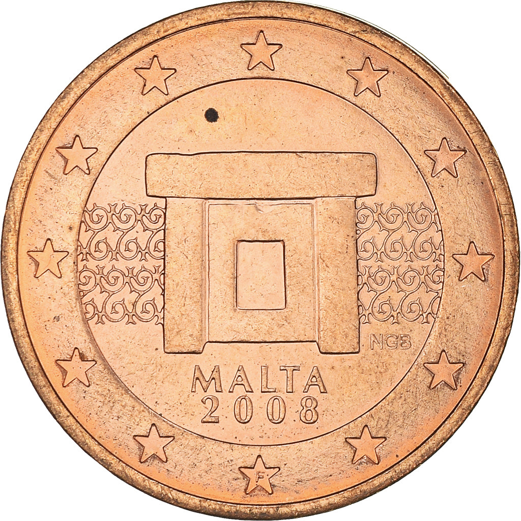 Malta, 2 Euro Cent, 2008, Paris, UNC-, Copper Plated Steel, KM:126