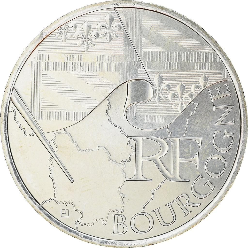 France, 10 Euro, Bourgogne, 2010, Paris, MS(63), Silver, KM:1649