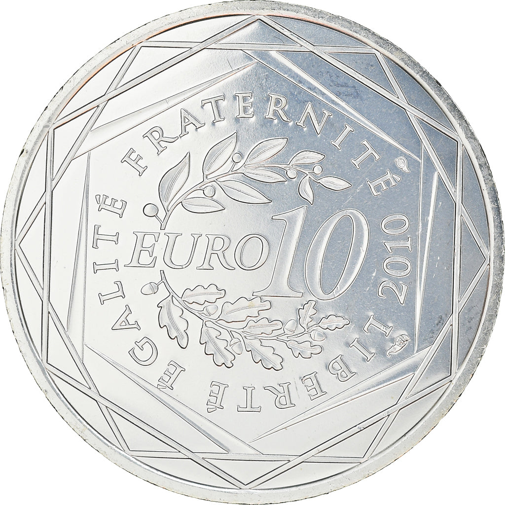 France, 10 Euro, Franche-Comté, 2010, MS(63), Silver