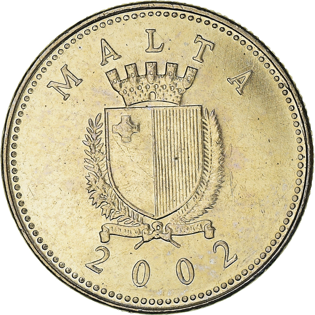 Coin, Malta, 2 Cents, 2002, British Royal Mint, MS(60-62), Copper-nickel, KM:94