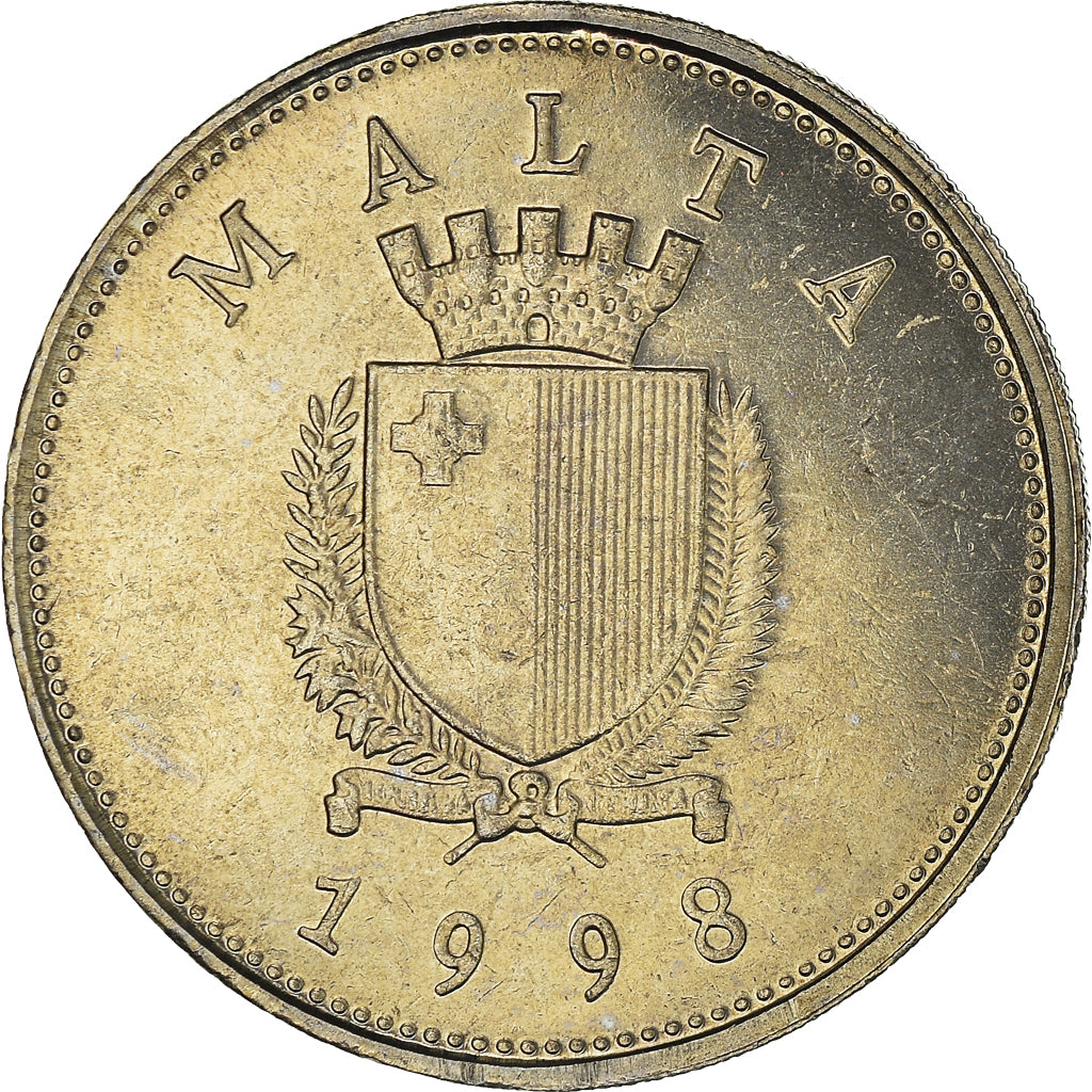 Coin, Malta, 25 Cents, 1998, Franklin Mint, MS(60-62), Copper-nickel, KM:97