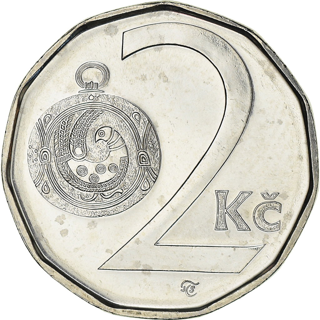 Monnaie, République Tchèque, 2 Koruny, 2002, SUP+, Nickel plaqué acier, KM:9