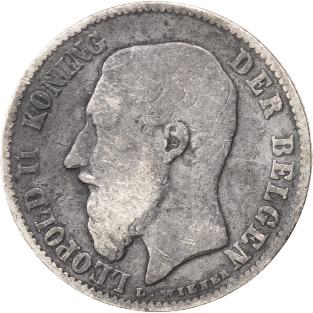 Coin, Belgium, Leopold II, 50 Centimes, 1886, F(12-15), Silver, KM:27