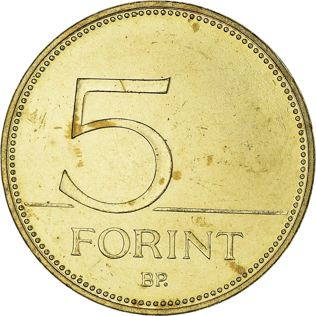 Coin, Hungary, 5 Forint, 2001, Budapest, MS(60-62), Nickel-brass, KM:694