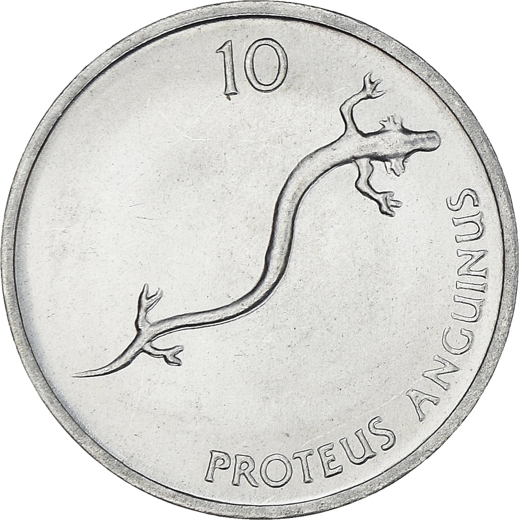 Münze, Slowenien, 10 Stotinov, 1992, UNZ, Aluminium, KM:7