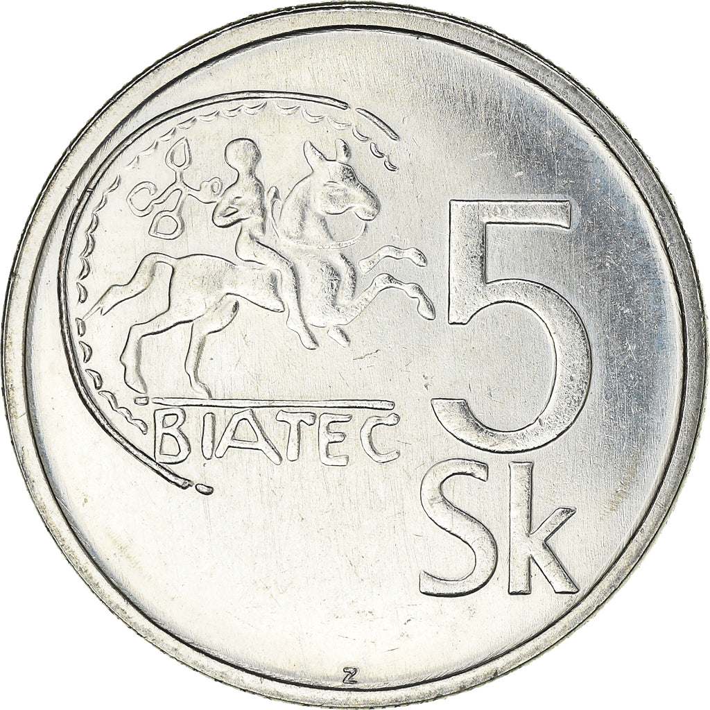 Moneta, Slovacchia, 5 Koruna, 1994, SPL, Acciaio placcato nichel, KM:14