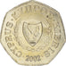 Moeda, Chipre, 50 Cents, 2002, MS(64), Cobre-níquel, KM:66