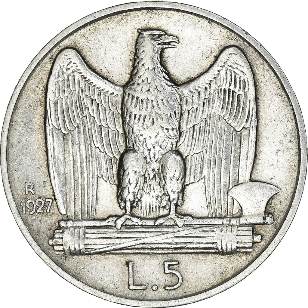 Coin, Italy, Vittorio Emanuele III, 5 Lire, 1927, Rome, EF(40-45), Silver