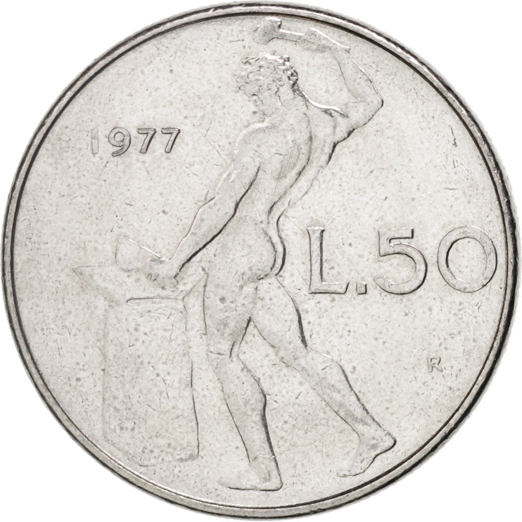 Monnaie, Italie, 50 Lire, 1977, Rome, SPL, Stainless Steel, KM:95.1