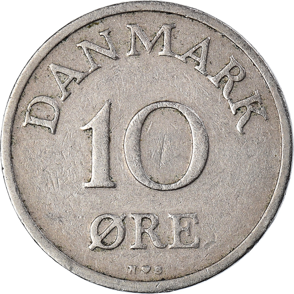 Münze, Dänemark, Frederik IX, 10 Öre, 1948, Copenhagen, SS+, Kupfer-Nickel