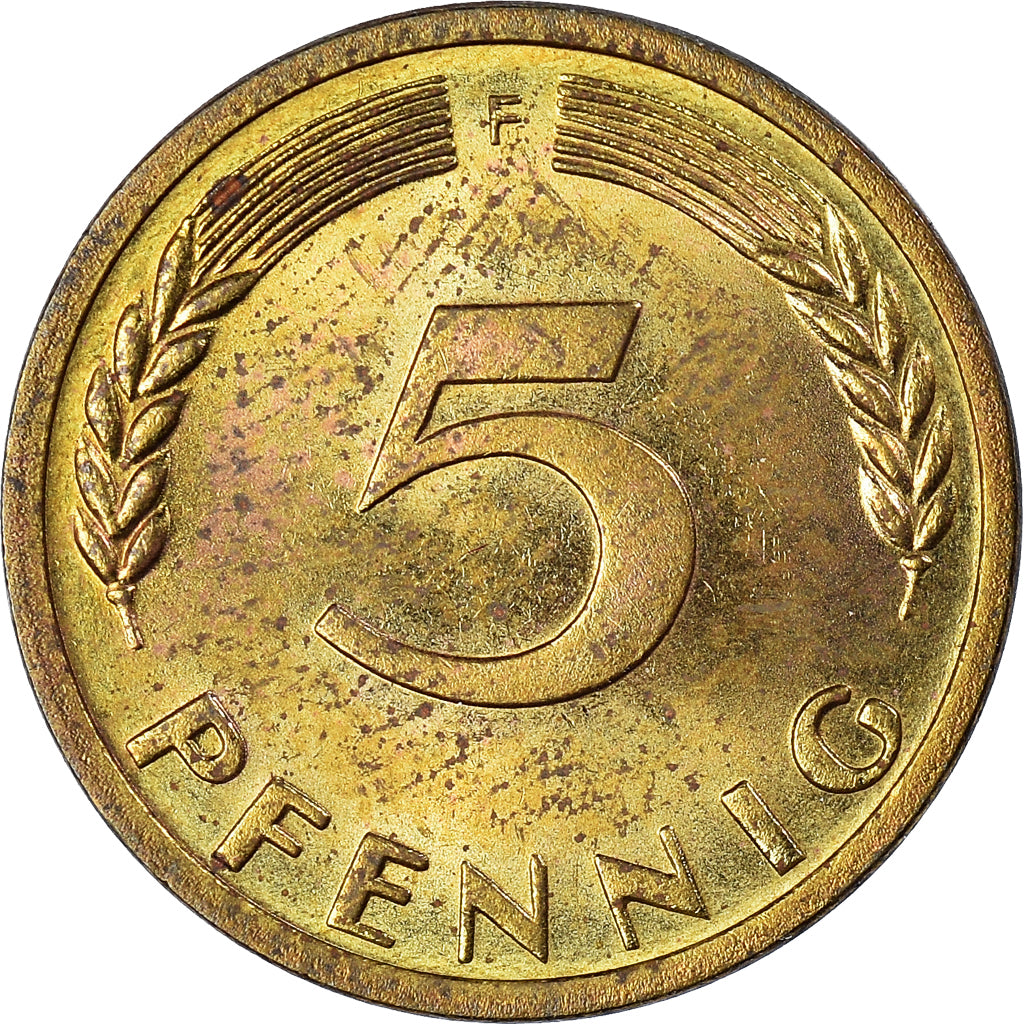 Coin, GERMANY - FEDERAL REPUBLIC, 5 Pfennig, 1950, Stuttgart, MS(60-62), Brass