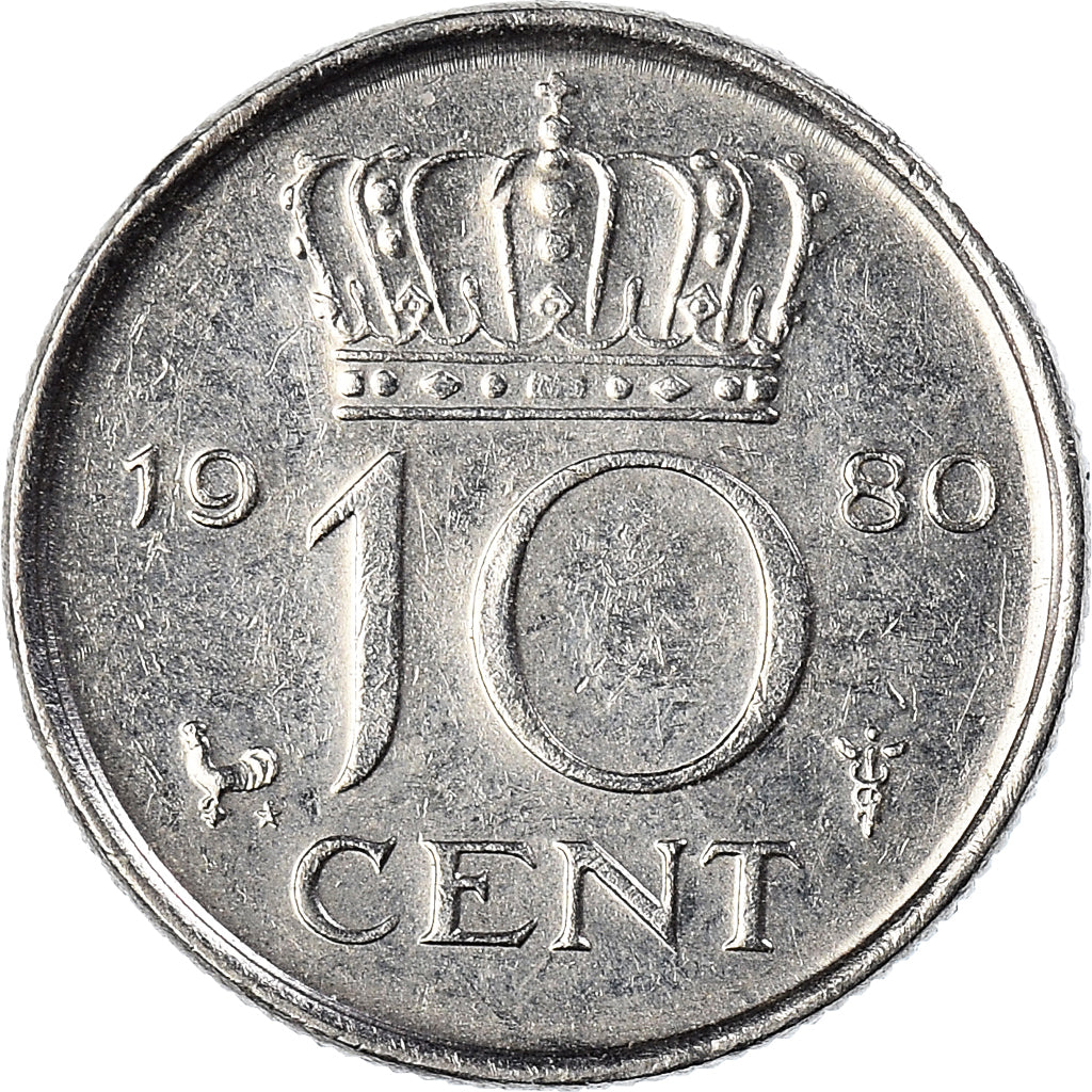 Monnaie, Pays-Bas, Juliana, 10 Cents, 1980, TTB, Nickel, KM:182