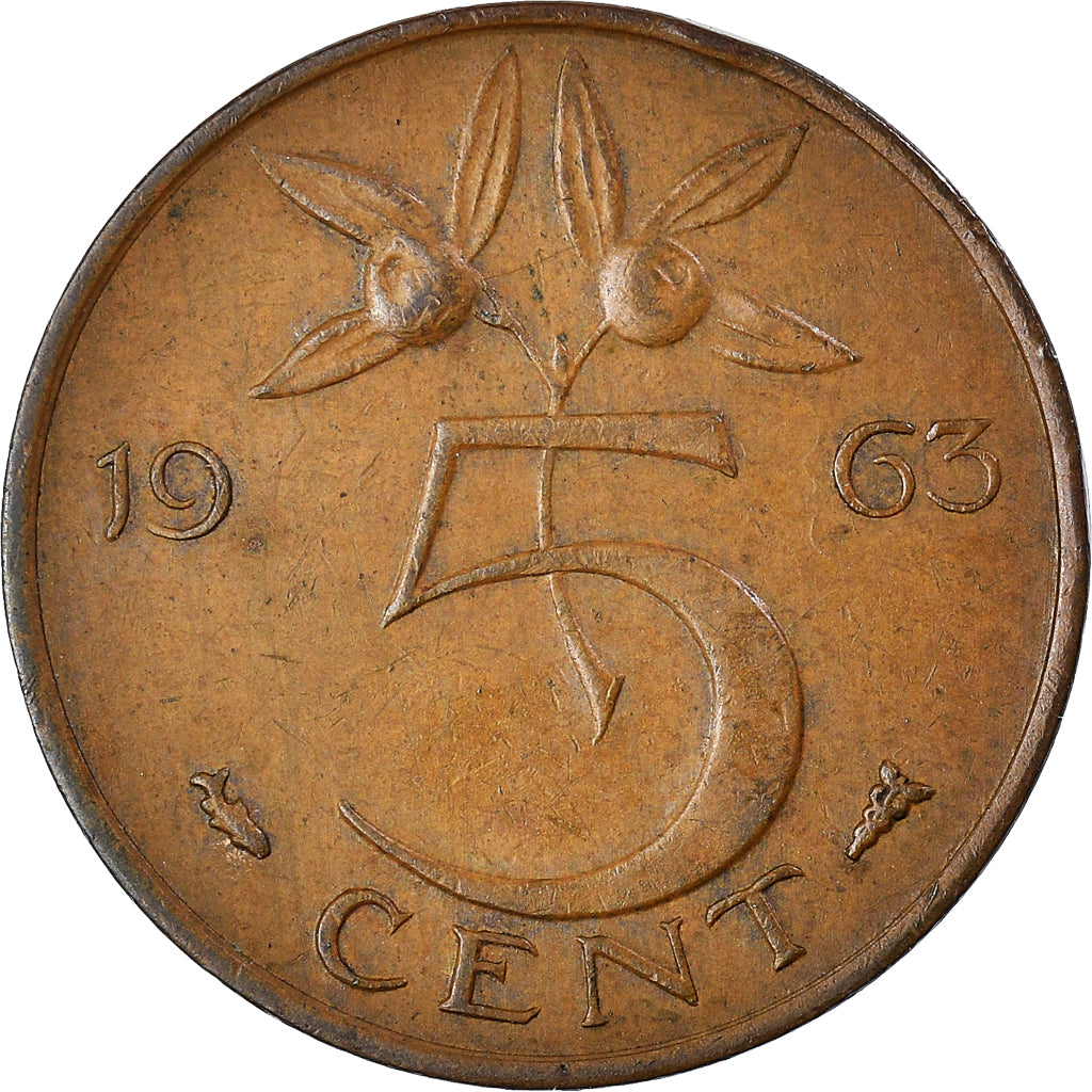 Coin, Netherlands Antilles, Juliana, 5 Cents, 1963, EF(40-45), Copper-nickel