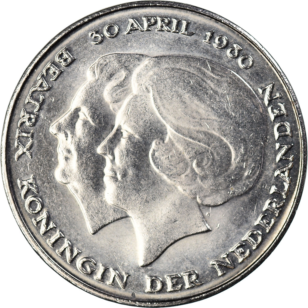 Moneda, Países Bajos, Beatrix, 2-1/2 Gulden, 1980, MBC+, Níquel, KM:201