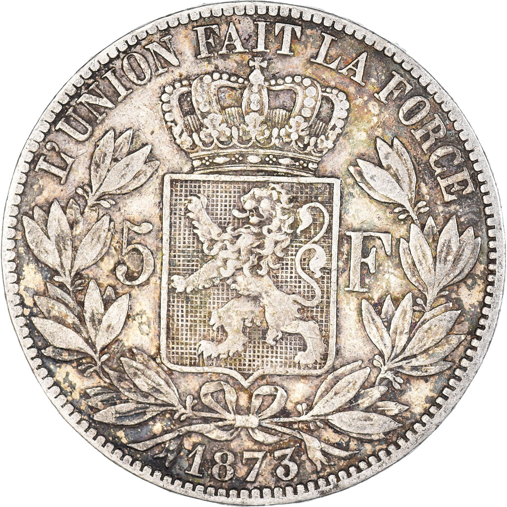 Moneta, Belgio, Leopold II, 5 Francs, 5 Frank, 1873, MB+, Argento, KM:24