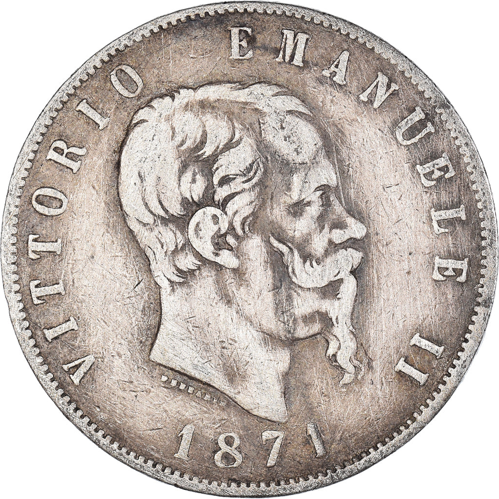 Monnaie, Italie, Vittorio Emanuele II, 5 Lire, 1871, Milan, TB+, Argent, KM:8.3