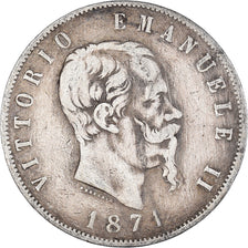 Monnaie, Italie, Vittorio Emanuele II, 5 Lire, 1871, Milan, TB+, Argent, KM:8.3