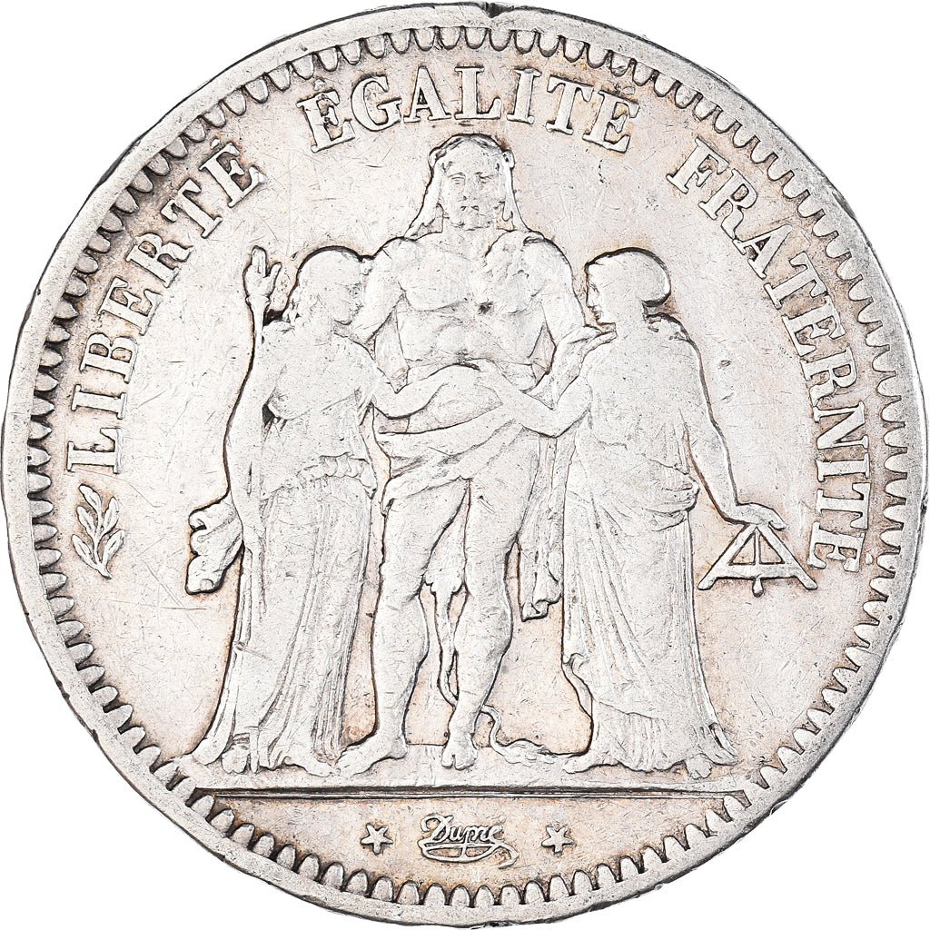Moneda, Francia, Hercule, 5 Francs, 1848, Paris, BC+, Plata, KM:756.1