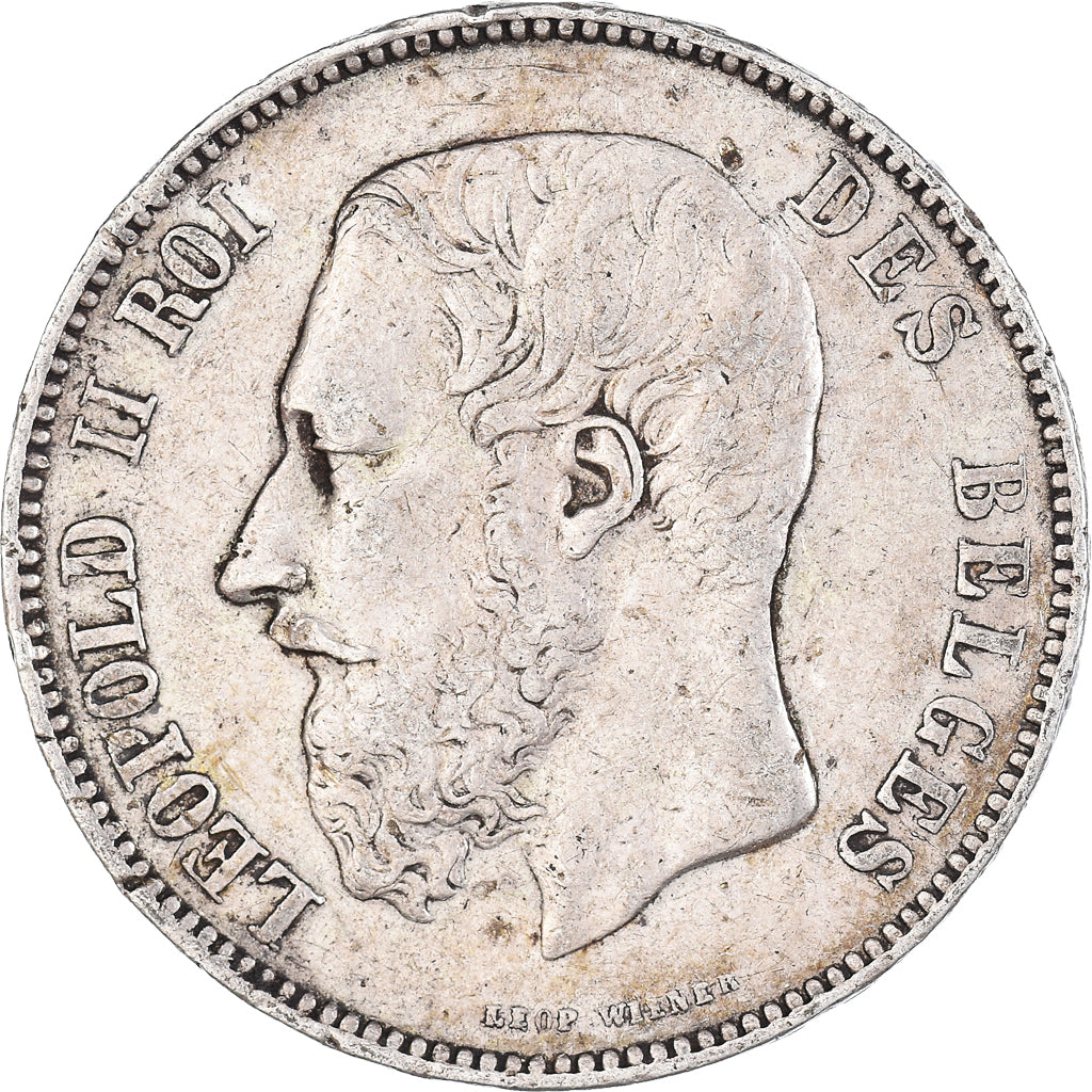 Munten, België, Leopold II, 5 Francs, 5 Frank, 1870, Brussels, ZF, Zilver