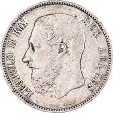 Coin, Belgium, Leopold II, 5 Francs, 5 Frank, 1870, Brussels, EF(40-45), Silver