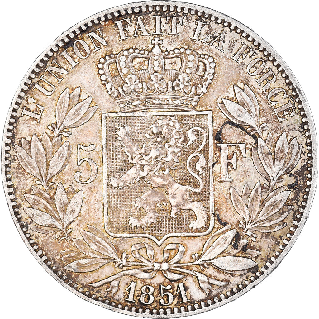 Monnaie, Belgique, Leopold I, 5 Francs, 5 Frank, 1851, TTB, Argent, KM:17