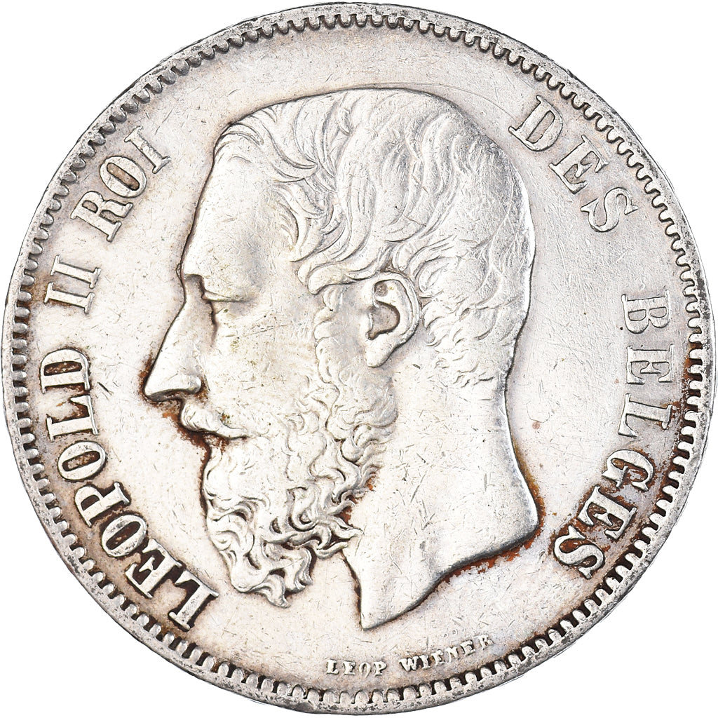 Coin, Belgium, Leopold II, 5 Francs, 5 Frank, 1869, EF(40-45), Silver, KM:24