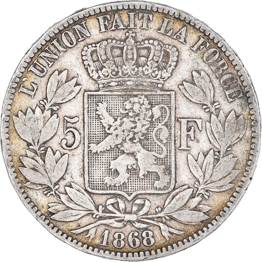 Coin, Belgium, Leopold II, 5 Francs, 5 Frank, 1868, VF(20-25), Silver, KM:24