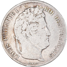 Coin, France, Louis-Philippe, 5 Francs, 1833, Lille, VF(20-25), Silver
