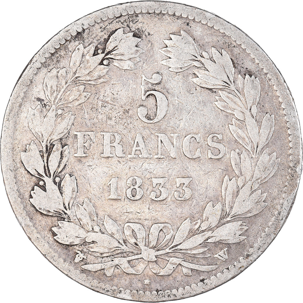 Coin, France, Louis-Philippe, 5 Francs, 1833, Lille, VF(20-25), Silver
