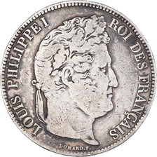 Moneta, Francia, Louis-Philippe, 5 Francs, 1834, Paris, MB+, Argento, KM:749.1